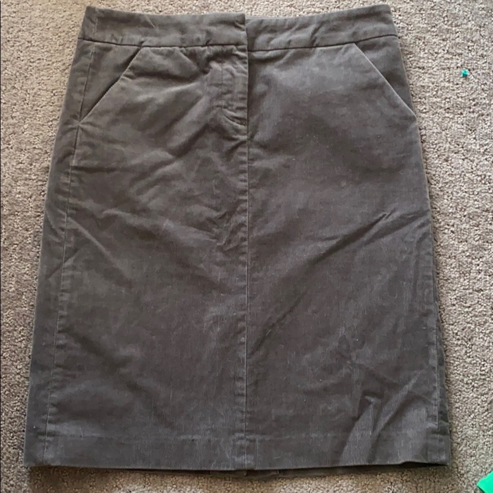 J Crew charcoal gray corduroy skirt sz 0 NWT